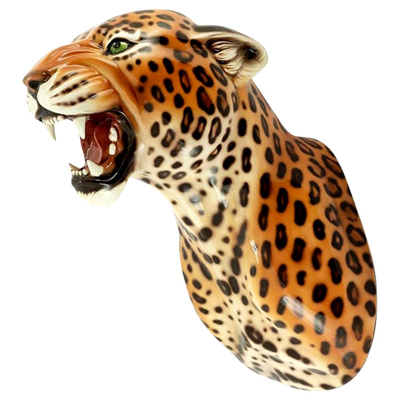 Leopard Spotted Wall Decoration in Ceramic For Sale