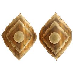 Pair of Patinated Brass Sconces by Svend Aage for Holm Sorensen