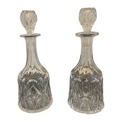Quality Pair Of Antique Victorian Cut Glass Decanters