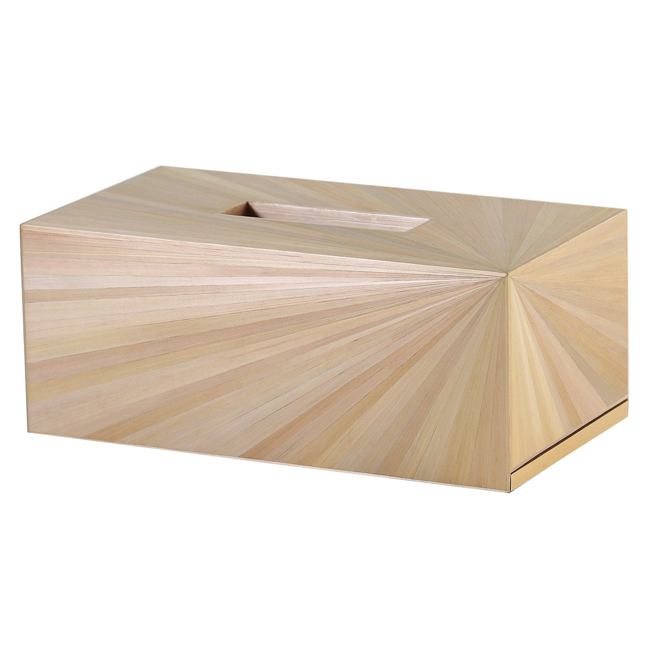 Straw Marquetry Soleil Tissue Box in Burnished Metals Colour by Alexander Lamont