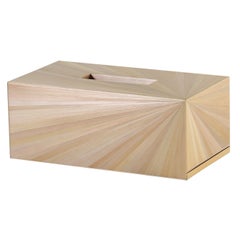 Straw Marquetry Soleil Tissue Box in Burnished Metals Colour by Alexander Lamont