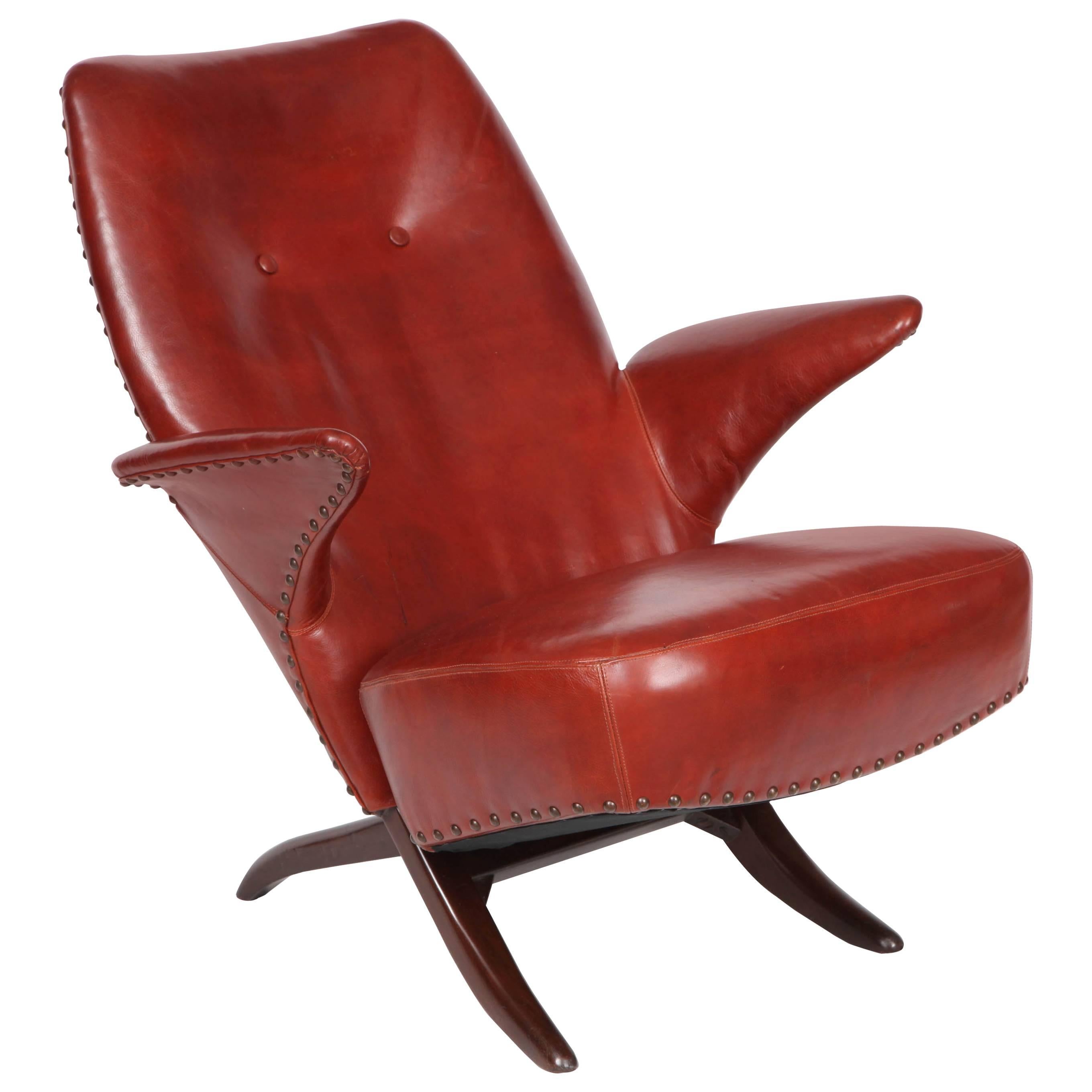 "Penguin" Chair in Original Leather Upholstery by Theo Ruth for Artifort
