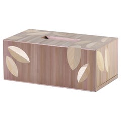 Straw Marquetry Frond Tissue Box in Burnished Metal Colour by Alexander Lamont