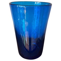 Antique French 1970’s bubble blue vase. Biot