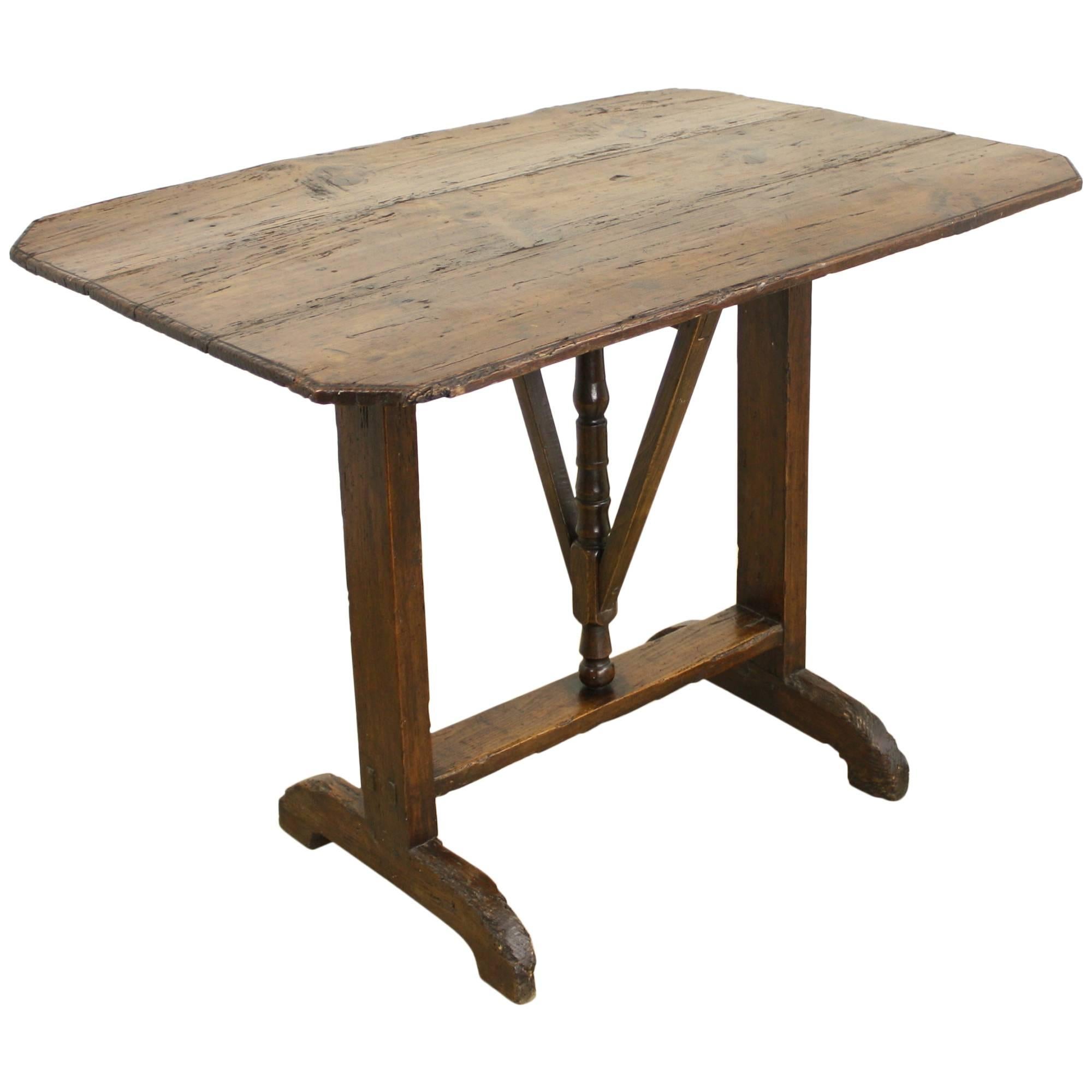 Rustic French Antique Pine Wine Table