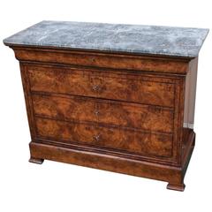 Louis Philippe Carpathian Elm Marble-Top Commode, France, circa 1840