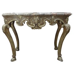 Antique 17th Century Italian Giltwood Console Table From Naples