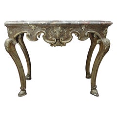 Tavolo consolle in legno dorato Luigi XIV del XVII secolo da Napoli