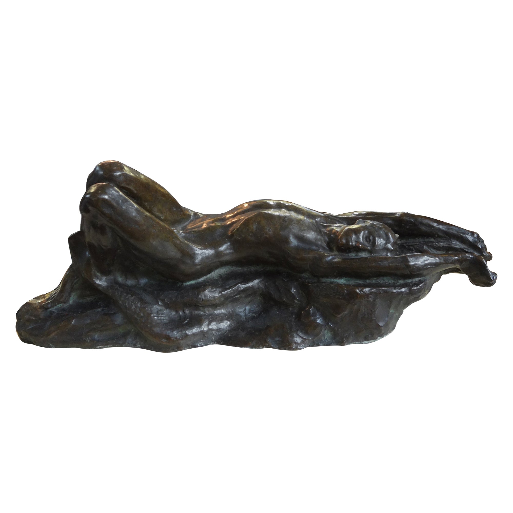 Escultura italiana Art Decó de bronce de un hombre desnudo