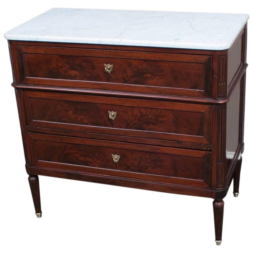 Directoire Style Three-Drawer Marble-Top Commode, France, circa 1850