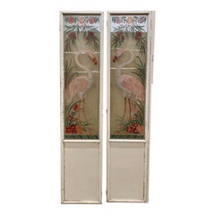 Antique Set of Flamingo Glass Doors