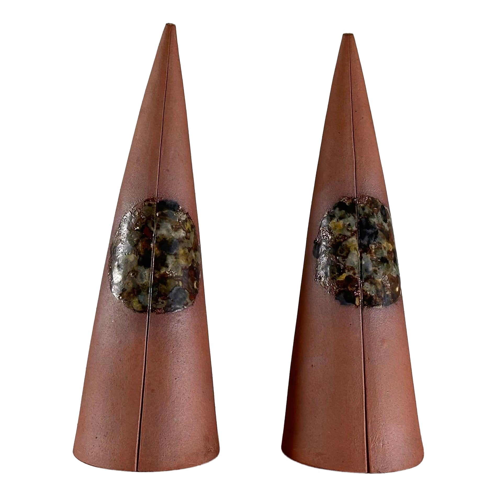 Exquisite Hand-Painted Ceramic Decorative Cones by Giancarlo Scapin, 1970s For Sale