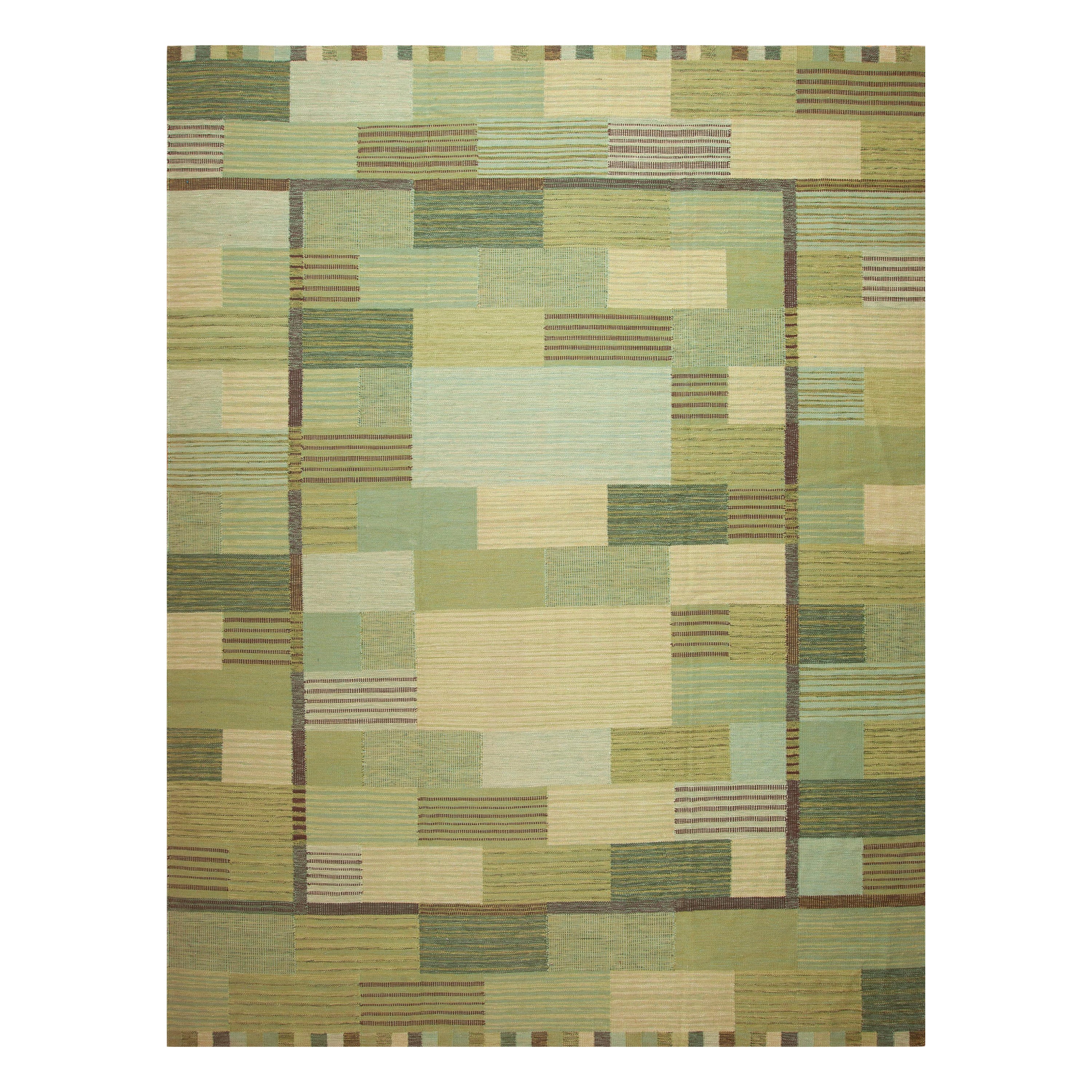 Collection Nazmiyal, tapis Kilim suédois moderne et géométrique tissé à plat 11'9" x 15'
