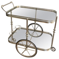 Used Silvered Brass Drinks Trolley