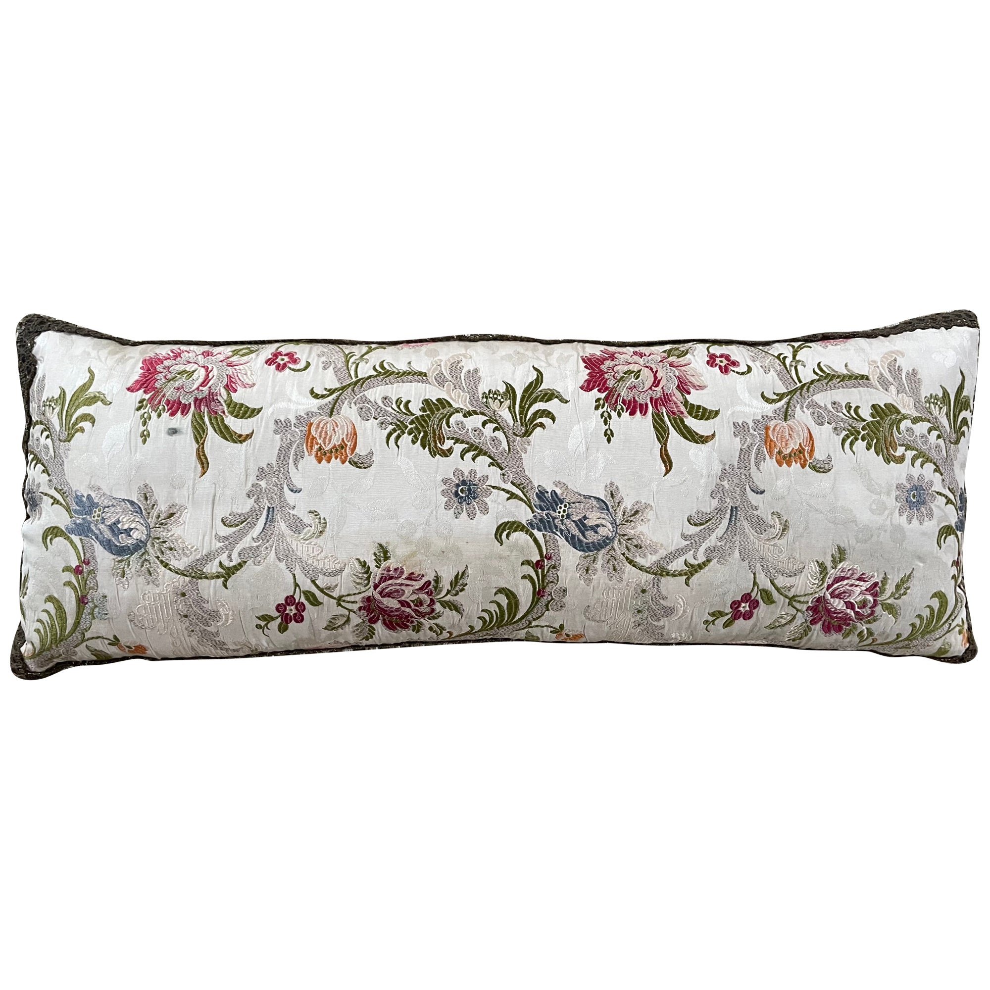 Antique Italian Floral Pillow  For Sale