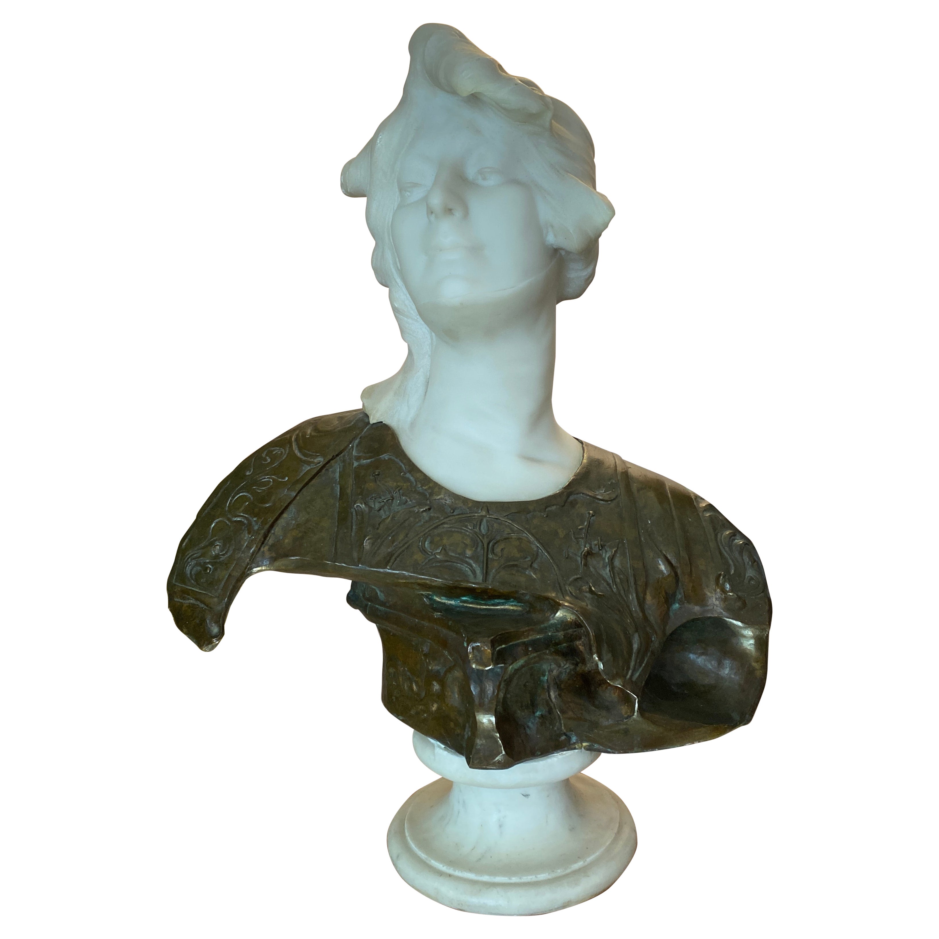 Bust in marble and bronze by Berthoud For Sale