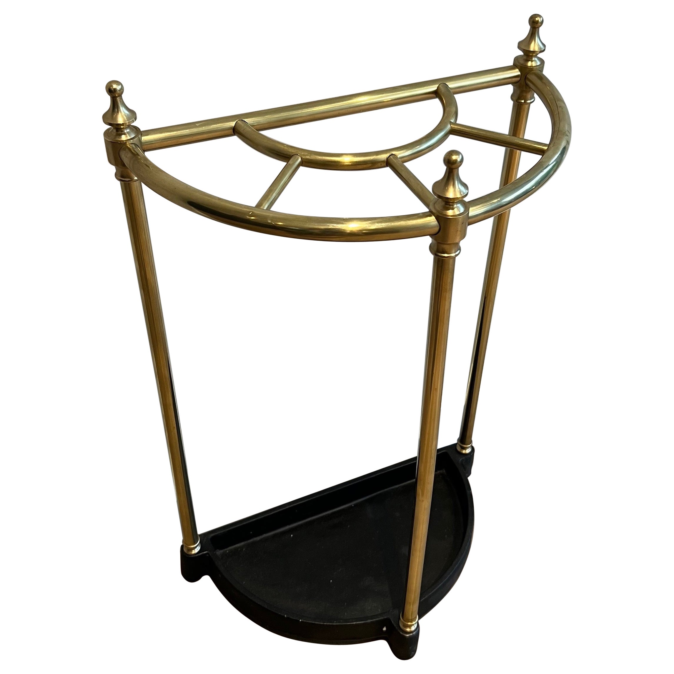 Rounded Brass Umbrella Stand For Sale