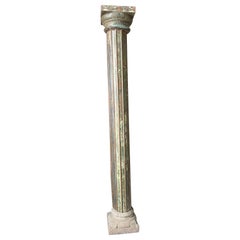 Antique British colonial carved teak column
