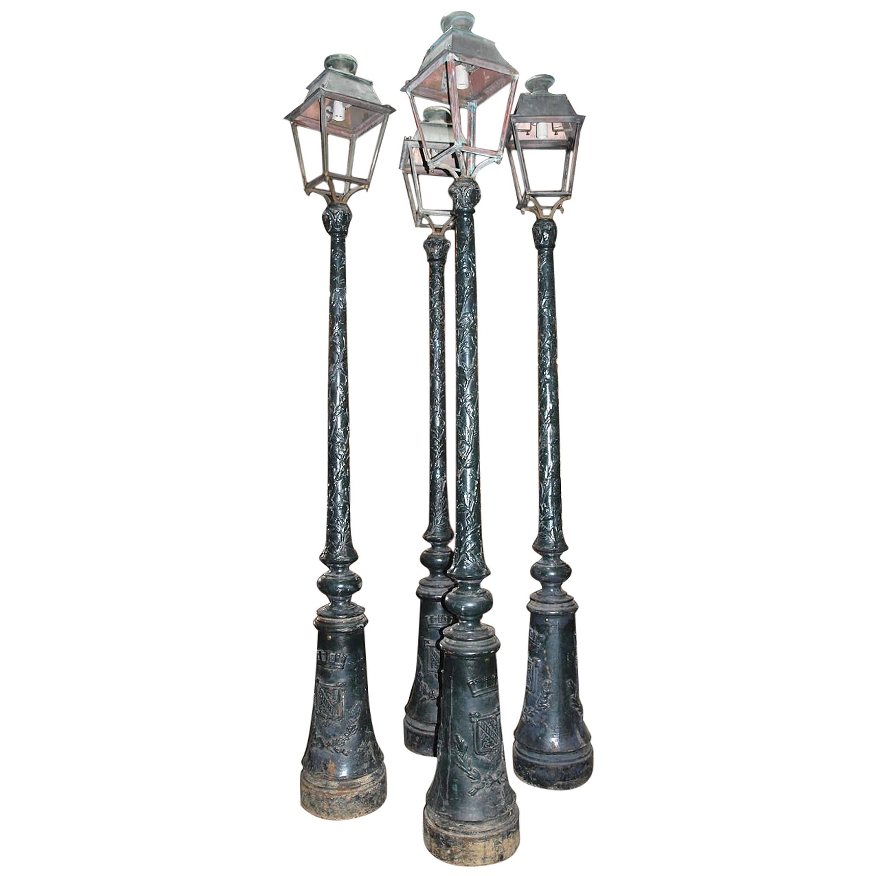Set of Four 19th Century Italian Lamp Posts