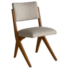 Retro 'Tesoura' Chair by José Zanine Caldas in Cream Bouclé