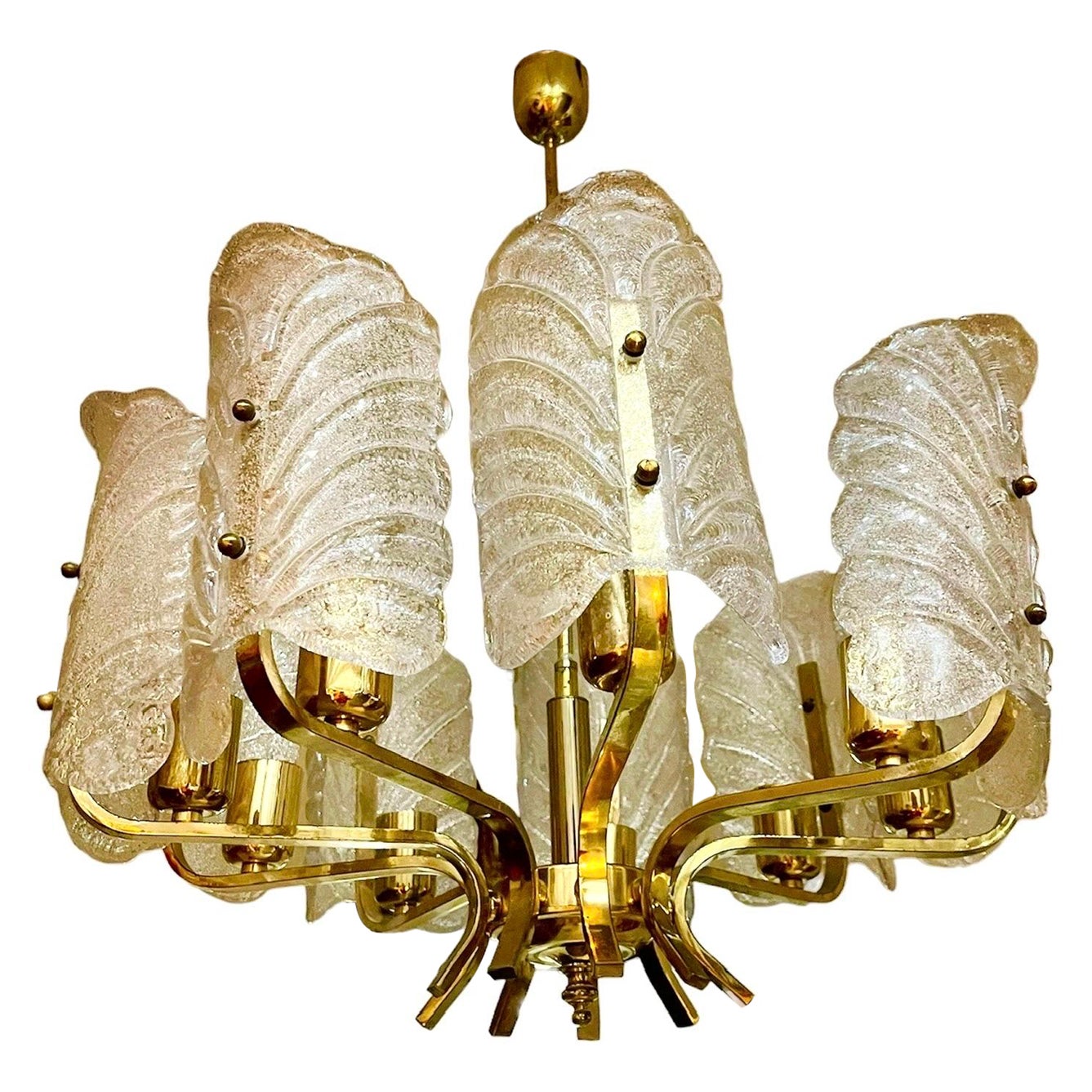 Carl Fagerlund By Orrifors Chandelier 9 Leaves glass Murano For Sale