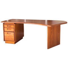 Retro Danish Modern Solid Teak Biomorphic Desk