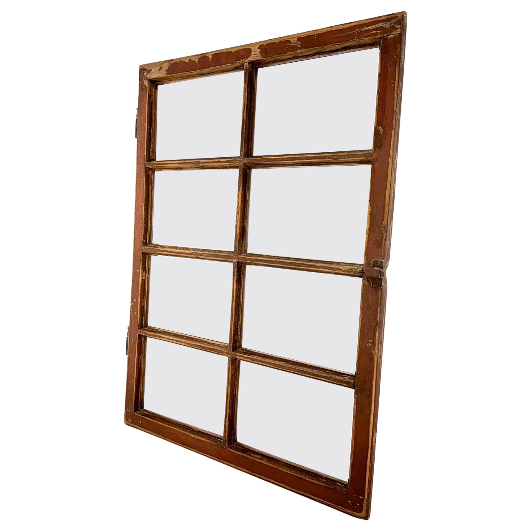 Vintage  Ventana de madera convertida en espejo