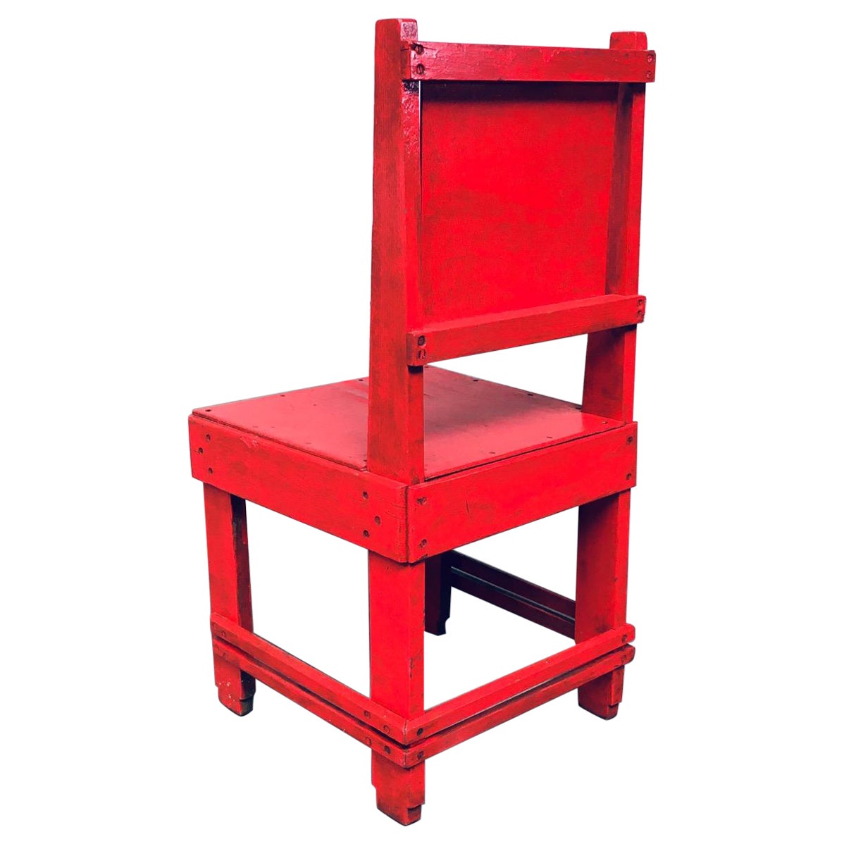 Roter Stuhl im De Stijl-Bewegungsdesign, Jan Wils zugeschrieben, Niederlande, 1920er Jahre im Angebot