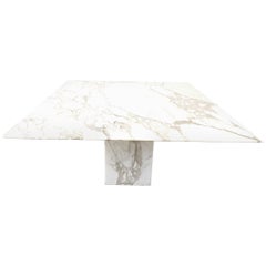 Vintage White marble dining table, 1970s