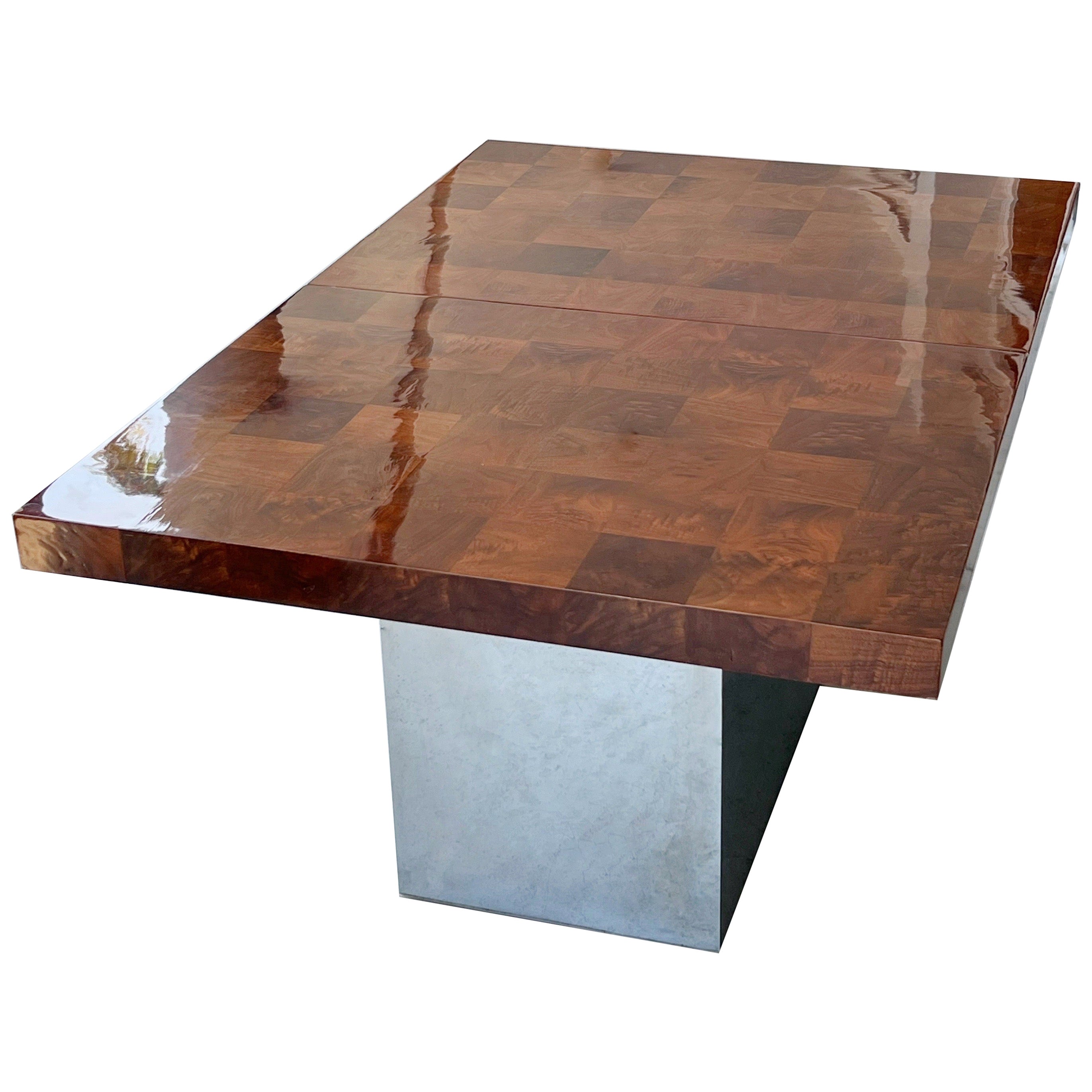 Milo Baughman Chrome and Rosewood Dining Table 