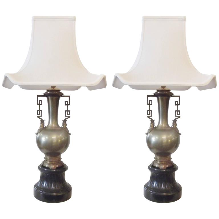 Pair Of French Chinoiserie Lamps With Slate Bases For At 1stdibs Pair Of French Chinoiserie Lamps With Slate Bases For