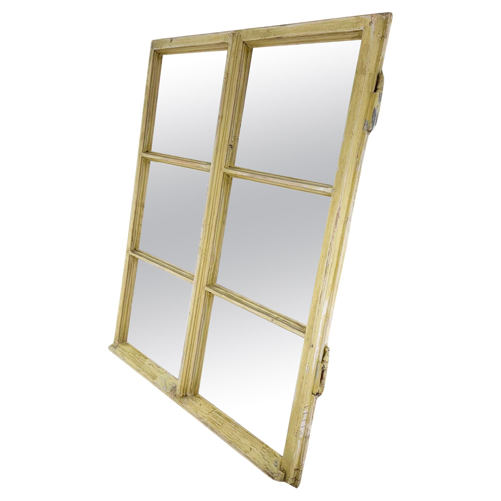 Vintage  Ventana de madera convertida en espejo