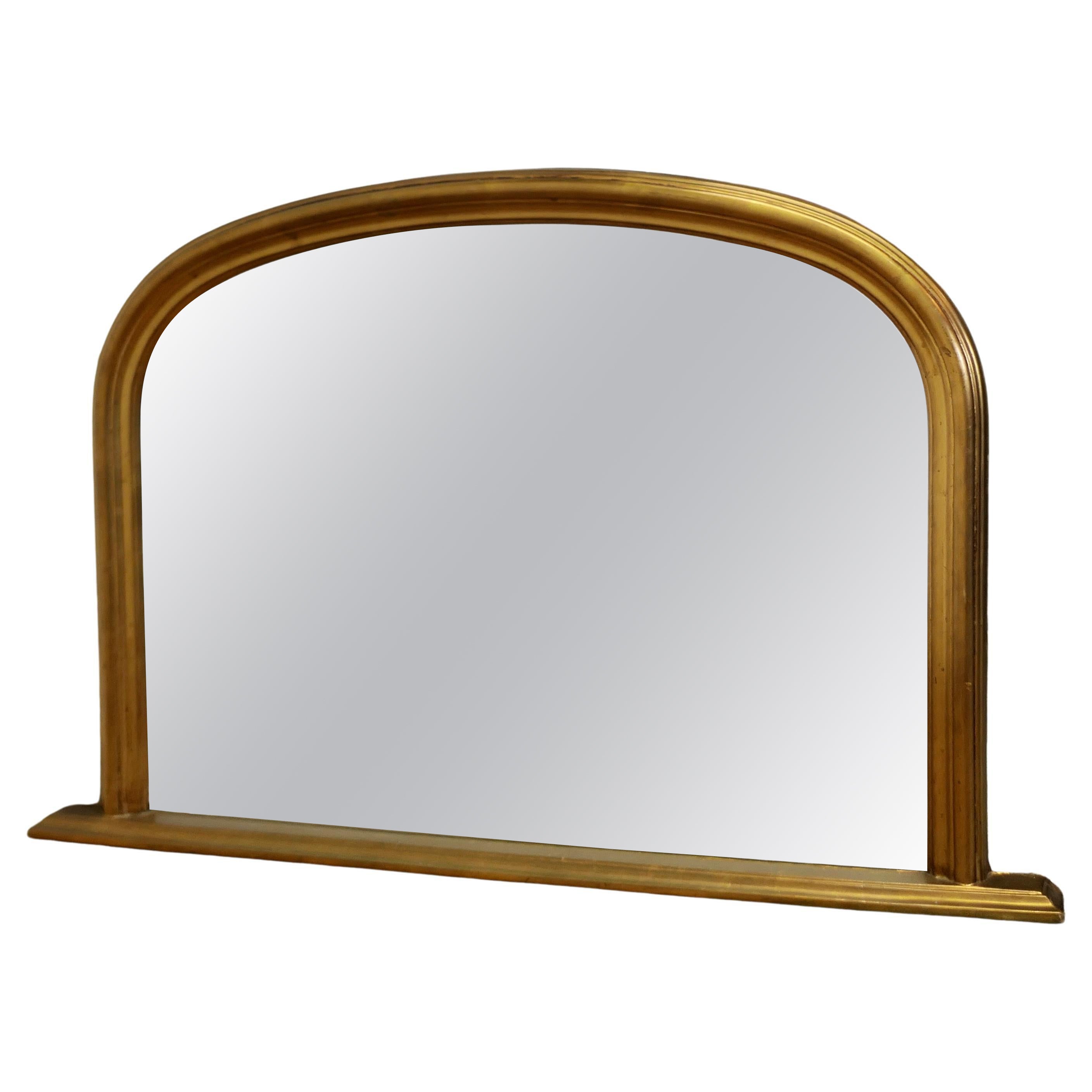 Victorian Style Arched Gold Overmantel Mirror  A Lovely Over Mantle Mirror   For Sale