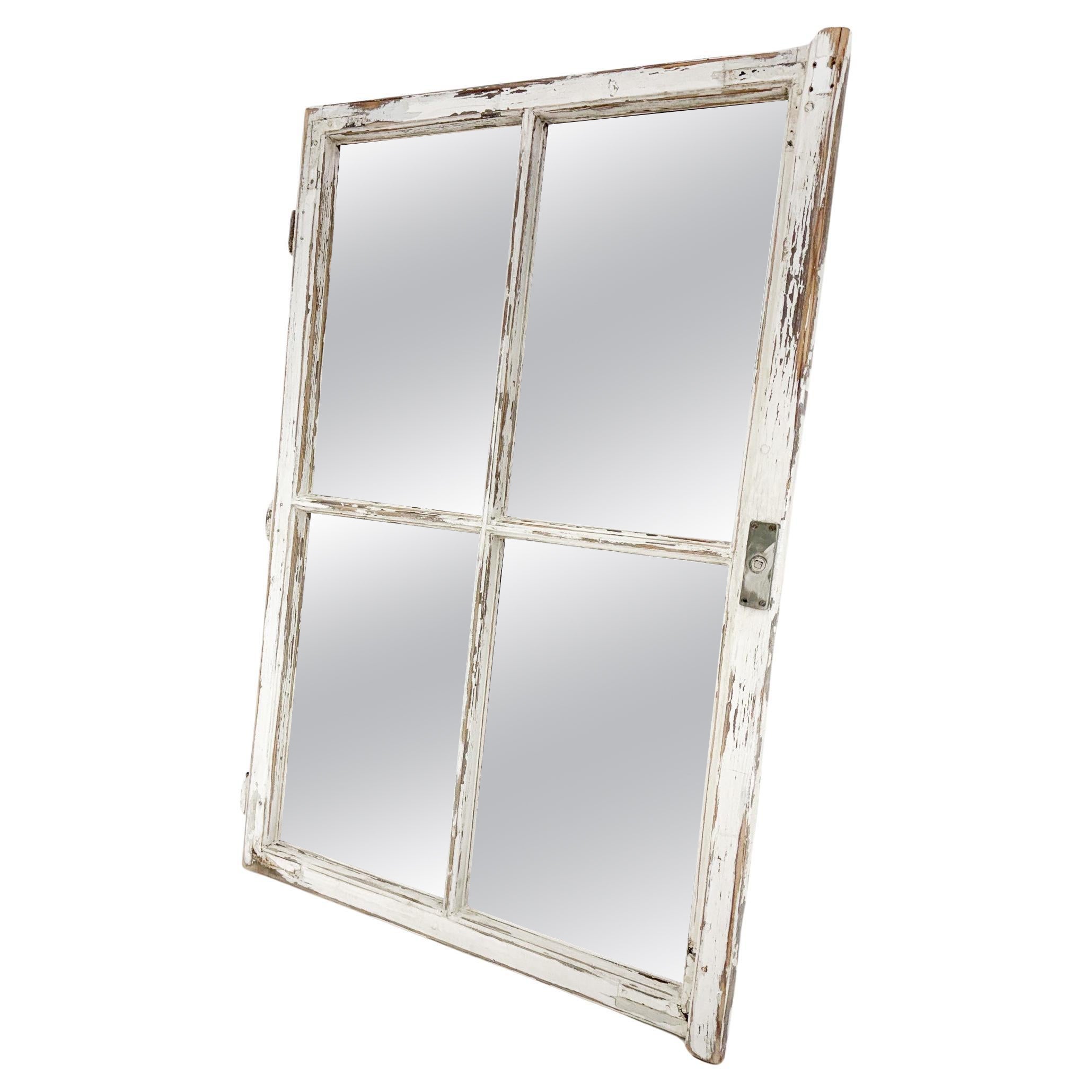 Vintage  Wooden Window Converted to a Mirror For Sale