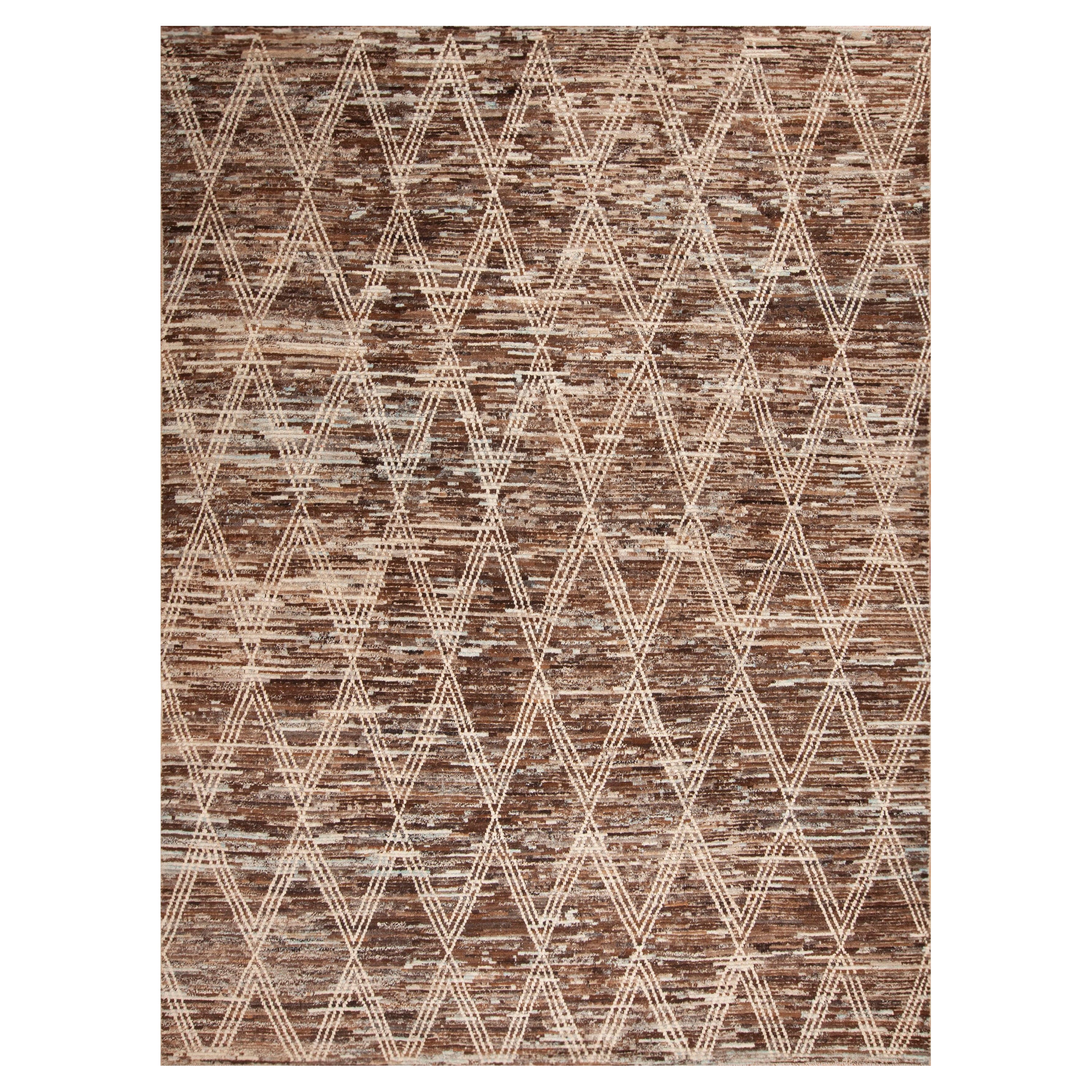 Nazmiyal Collection Erdig Brown Tribal Geometric Modern Rug 10' x 13'5" im Angebot