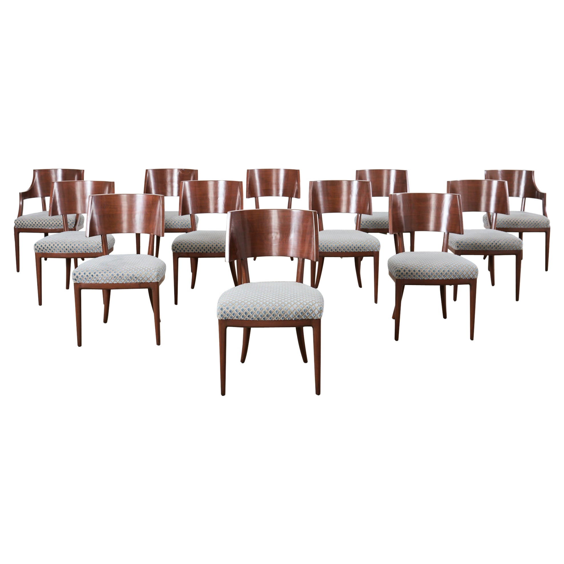 Set of Twelve A. Rudin Mahogany Stained 729 Dining Chairs 