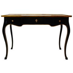 20th Century Black Lacquered Writing Table with Three Drawers