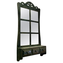 Retro Wall Hanging Window Mirror with Drawers, Cloakroom or Bathroom   