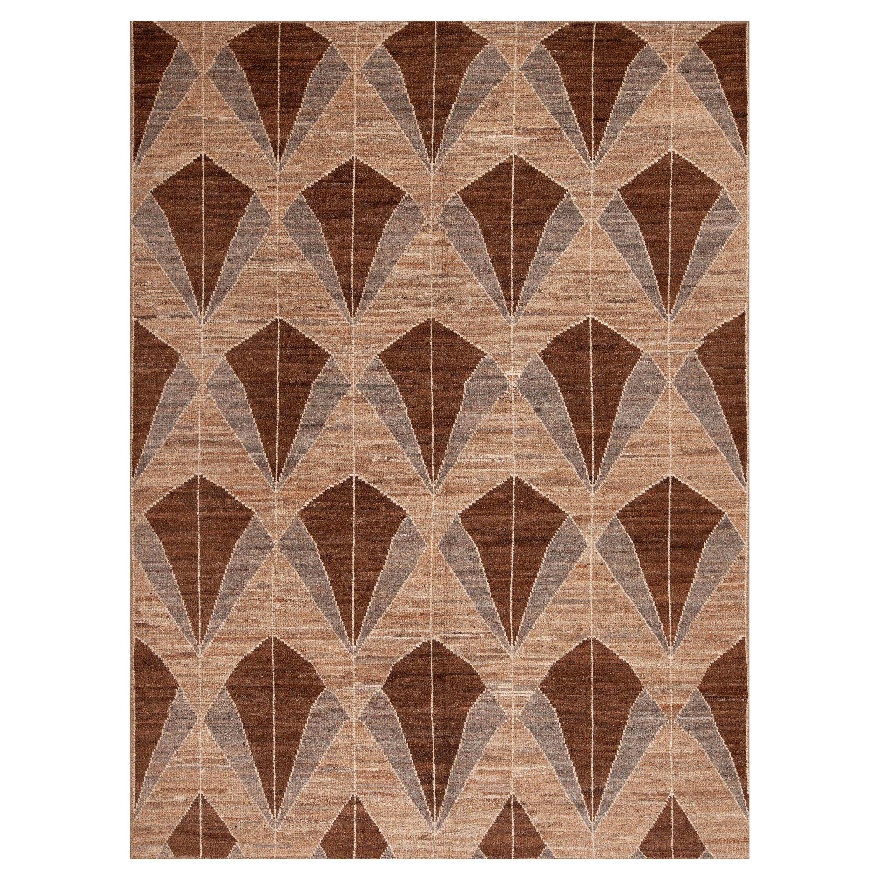 Collection Nazmiyal Artistic Brown and Grey Geometric Modern 6'7" x 9' en vente