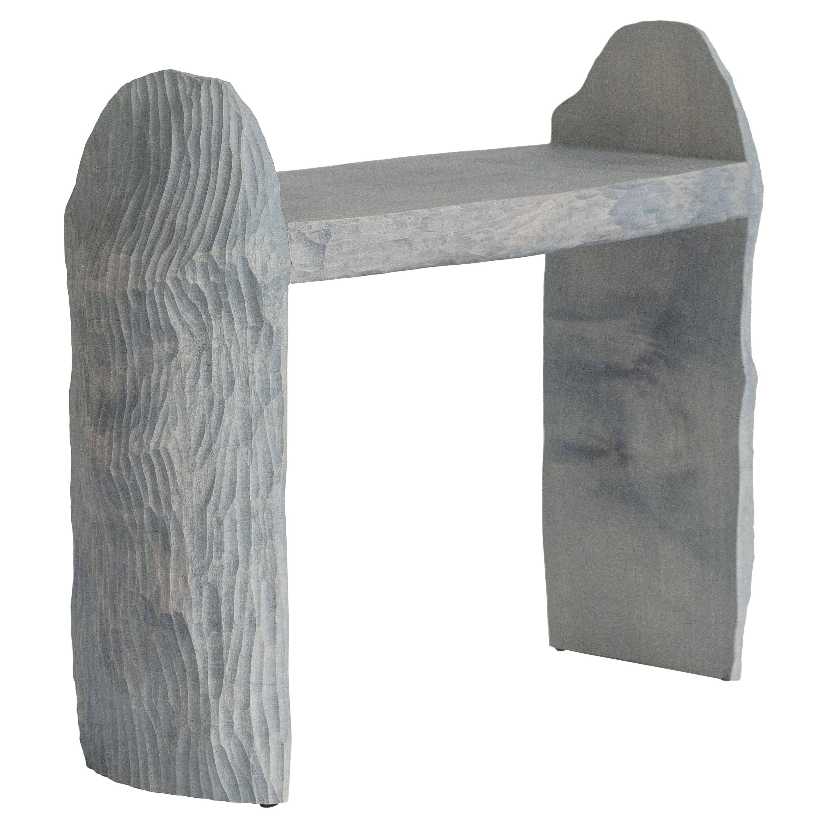 Contemporary sculpted wood dyed INTUITIVE ARCHAISME bench by Cedric Breisacher