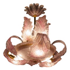 Vintage Art Deco Pink Ninfea Murano Glass Chandelier by Barovier Italy, 1940