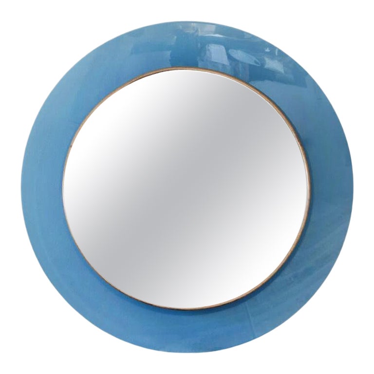 1960s Max Ingrand for Fontana Arte Blue Glass Mirror For Sale