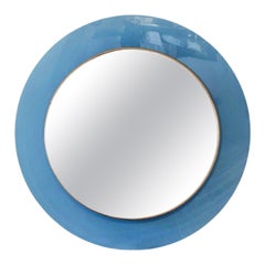 Vintage 1960s Max Ingrand for Fontana Arte Blue Glass Mirror