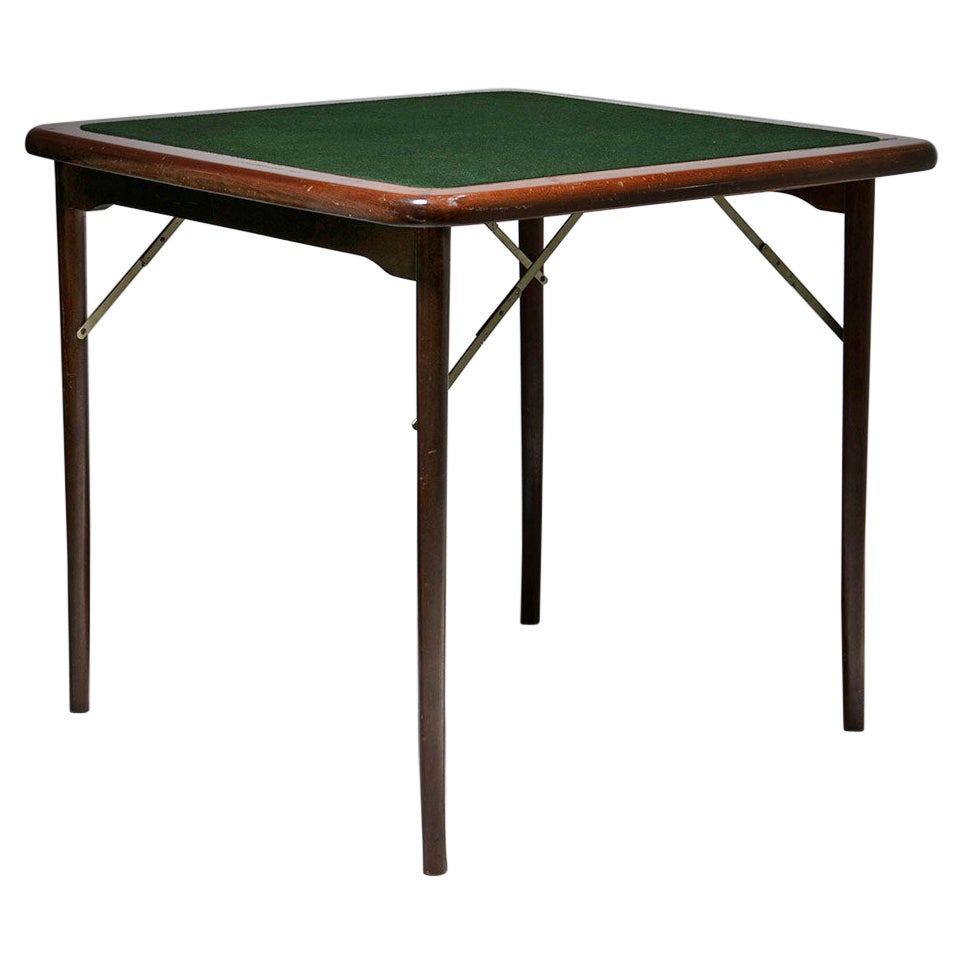 Table de jeu pliante en bois et tissu, Italie, années 1960 en vente