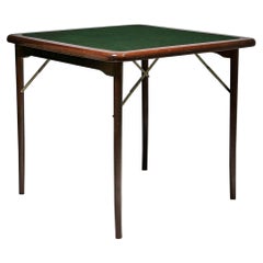 Table de jeu pliante en bois et tissu, Italie, années 1960