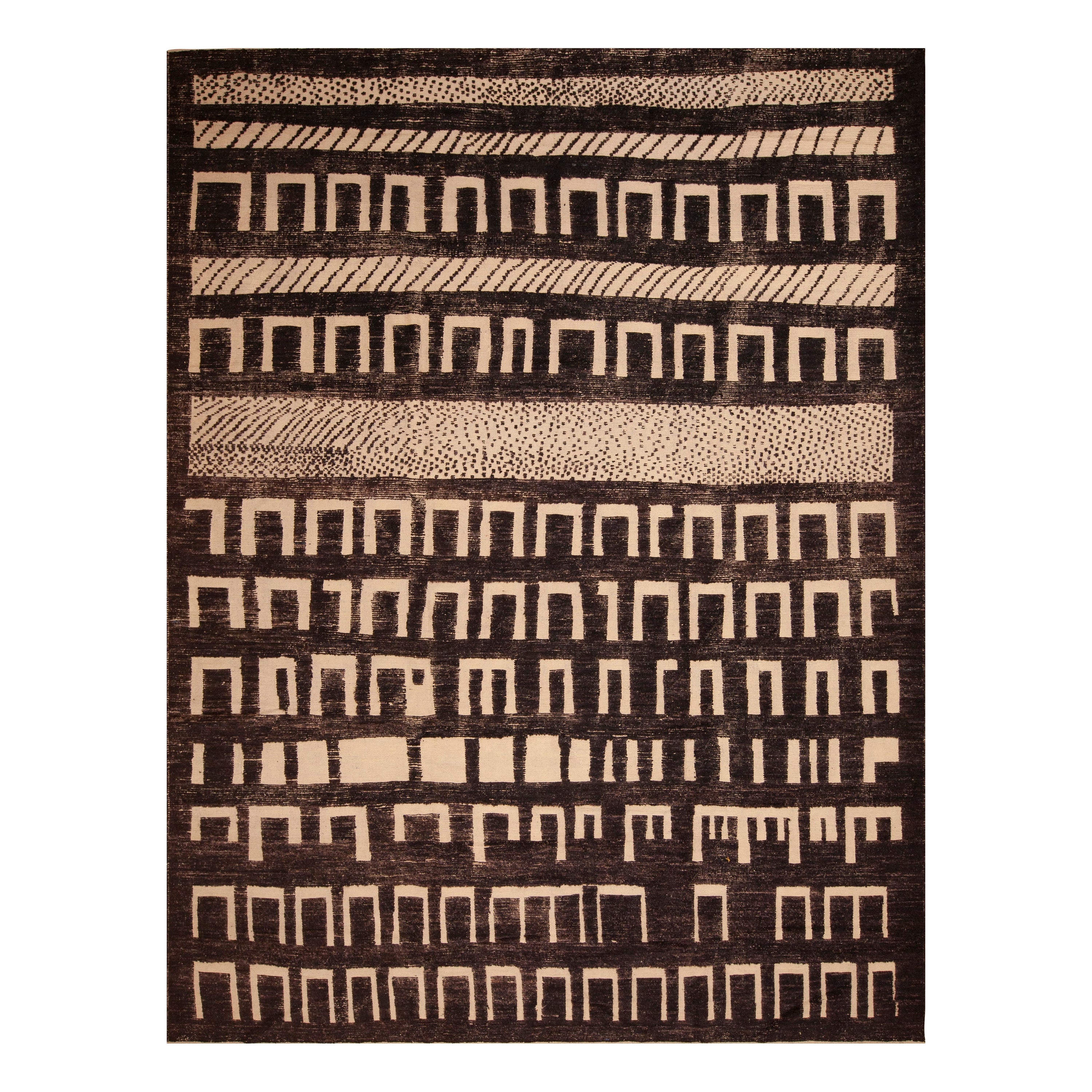 Nazmiyal Kollektion Graphic Tribal Primitive Geometrischer moderner Teppich 10'3" x 13'8" im Angebot