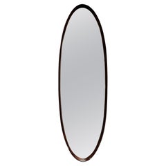 Used Walnut Oval Wall Mirror, Italy, 1960s