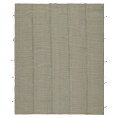 Rug & Kilim’s Modern Kilim in Gray with Stripes & Beige-Blue Accents