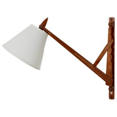 Mid-Century Le Klint Style "Fishing" Rod Teak Wall Mount Adjustable Light