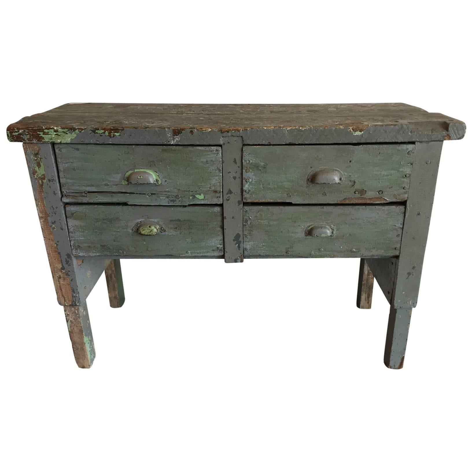 19th Century Wooden Work Table with Drawers For Sale